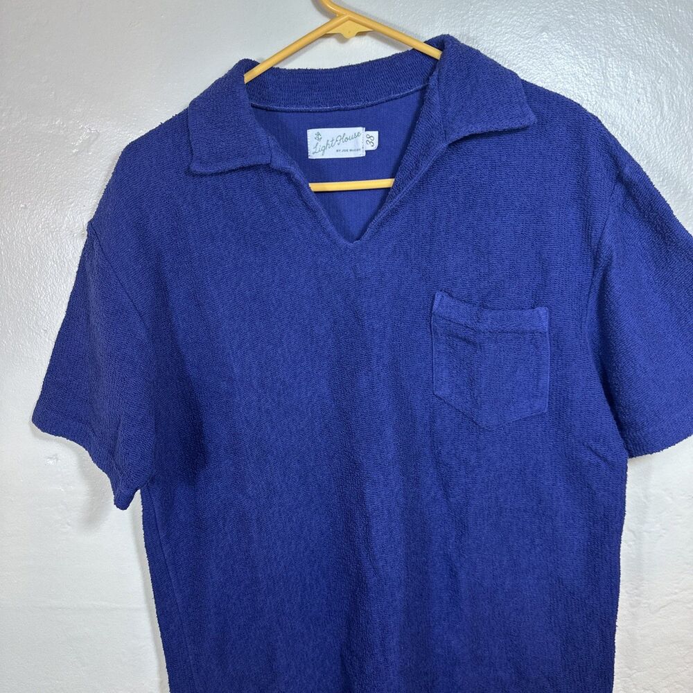 Lighthouse Joe JcCoy Size 38 Navy Terry Cloth Japan men Shirt Short Sleeve VTG - Picture 2 of 9